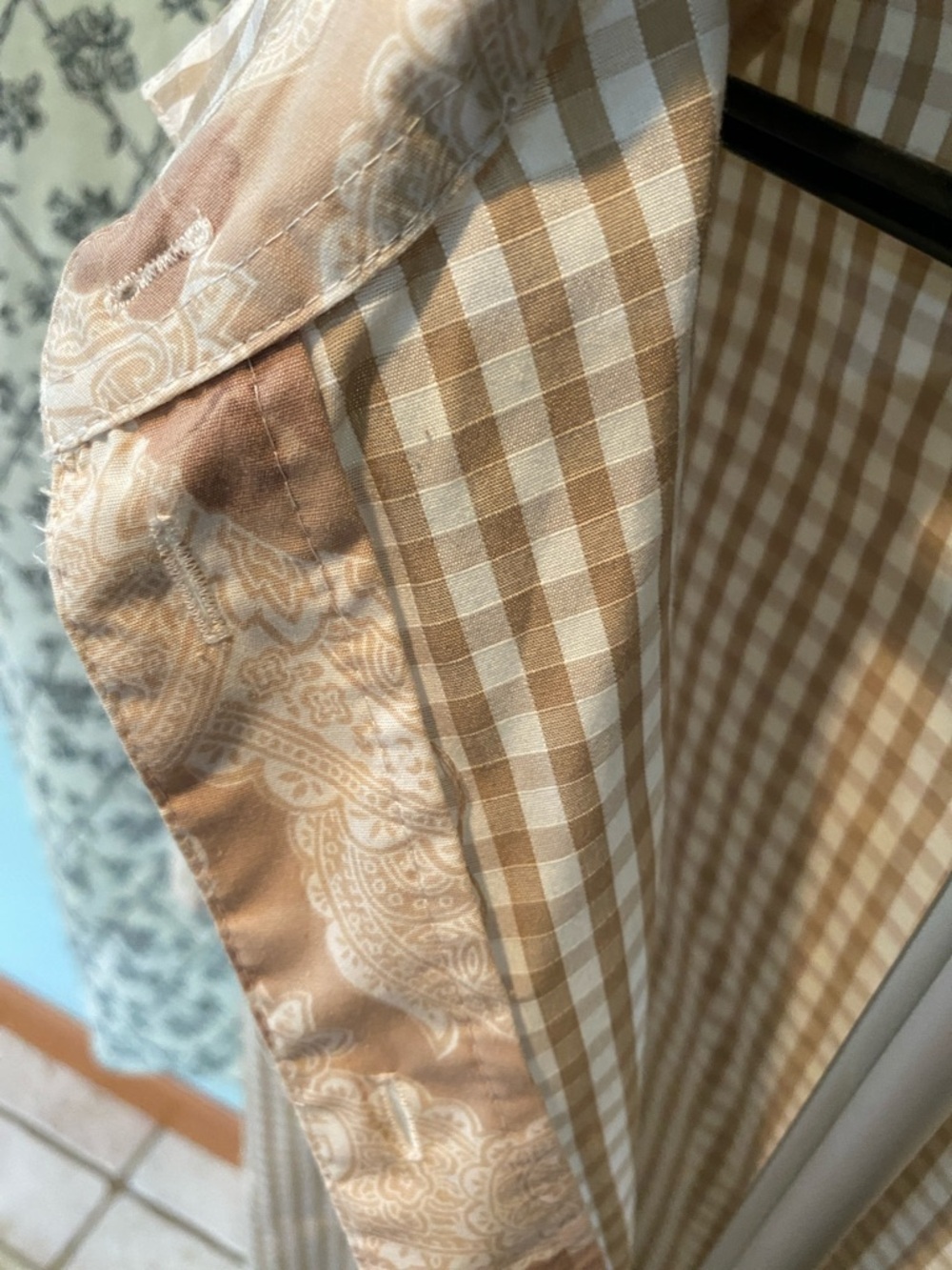 Alia Beige Gingham Button-Down Shirt - Picture 3 of 8